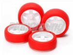 Tamiya 15504 1/32 Mini 4WD JR Large-Diameter 5-Spoke Wheels & Hard Red Slick Tires