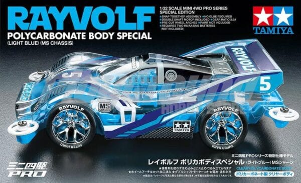 Tamiya 95572 1/32 Mini 4WD Rayvolf Polycarbonate Body Special (Light Blue) (MS Chassis)