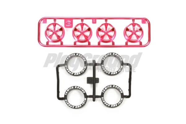 Tamiya 95333 Lo-Pro Tire/Wheel Set Pink Plated (5-Spoke)