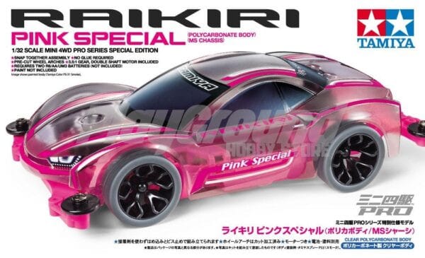TAMIYA 1/32 MINI 4WD JR RAIKIRI PINK SPECIAL (POLYCARBONATE BODY) (MS CHASSIS)