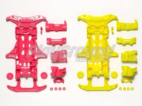 Tamiya 95356 1/32 Mini 4WD JR Fluorescent Chassis Set VS Chassis Pink/Yellow