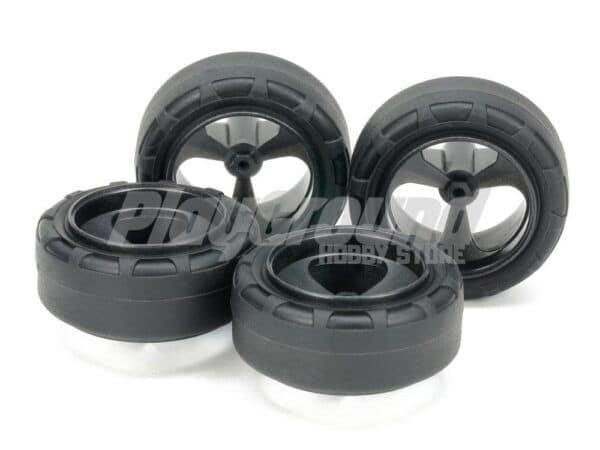 Tamiya Mini 4WD 95635 Super Hard Small Dia. Narrow Tires (24mm) & Reinforced 3-Spoke Wheels