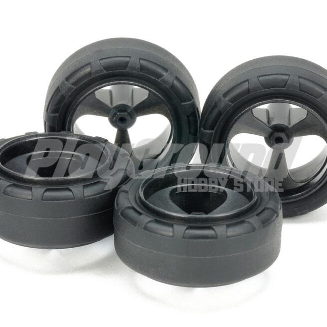 Tamiya Mini 4WD 95635 Super Hard Small Dia. Narrow Tires (24mm) & Reinforced 3-Spoke Wheels