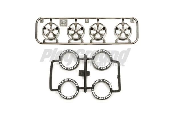 Tamiya 95330 Lo-Pro Tire/Wheel Set Black Plated (5-Spoke)