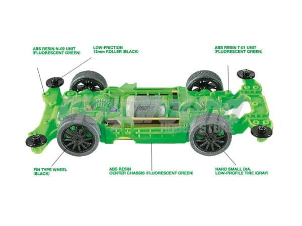 Tamiya 95485 Mini 4WD Festa Jaune L Green Special (Polycarbonate Body) (MS Chassis)