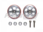 Tamiya 95513 19mm Aluminum Ball-Race Rollers (6 Spokes) w/Plastic Rings (Red)