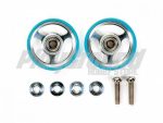 Tamiya 95348 17mm Aluminum Rollers w/Plastic Rings (Light Blue)