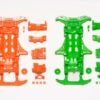 Tamiya 95355 1/32 Mini 4WD FLUORESCENT CHASSIS SET Vs Chassis (Orange/Green)