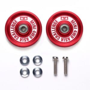 Tamiya 95657 1/32 Mini 4WD HG ALUM BALL-RACE ROLLERS 19Mm Ringless/Red Asia Challenge
