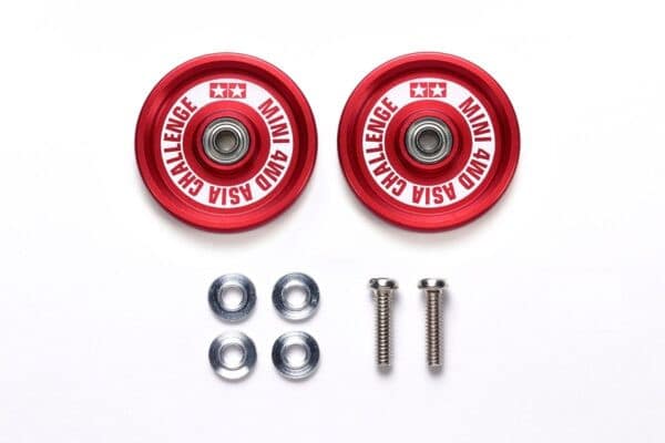 Tamiya 95657 1/32 Mini 4WD HG ALUM BALL-RACE ROLLERS 19Mm Ringless/Red Asia Challenge
