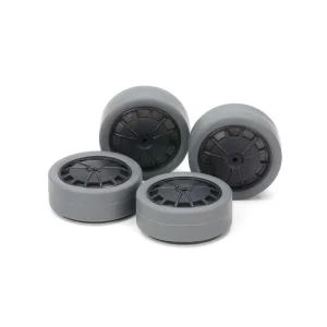 TAMIYA 15545 1/32 MINI 4WD HARD SMALL DIA. LOW-PROFILE TIRES (26mm/GRAY) & CARBON WHEELS (DISH, for SUPER X & XX CHASSIS)