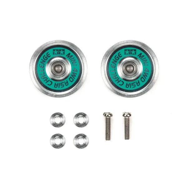 TAMIYA 95688 1/32 MINI 4WD HG ALUM BALL-RACE ROLLERS 19MM RINGLESS/GREEN ASIA CHALLENGE