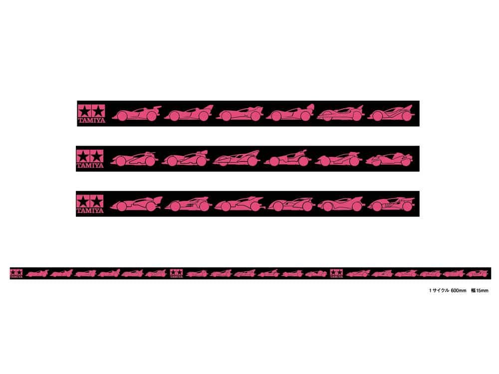 Tamiya 95667 Mini 4WD Fully Cowled Mini 4WD 30th Anniversary Multi-Tape (15mm width, Black/Pink)