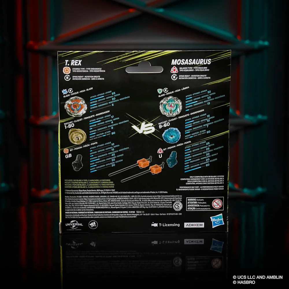 BEYBLADE X BXG-40 JURASSIC WORLD MOSASAURUS VS T-REX