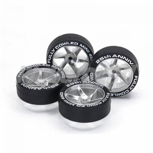 Tamiya 95117 Mini 4wd Fully Cowled 25th. Super Hard Tires & Matt Chrome Wheels